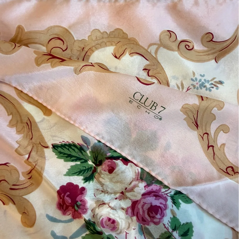 Vintage Echo “Club 7” Floral Scarf 34” x 34”